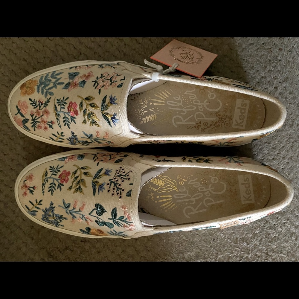 Embroidered Keds x Rifle Paper Co Slip-On Shoes